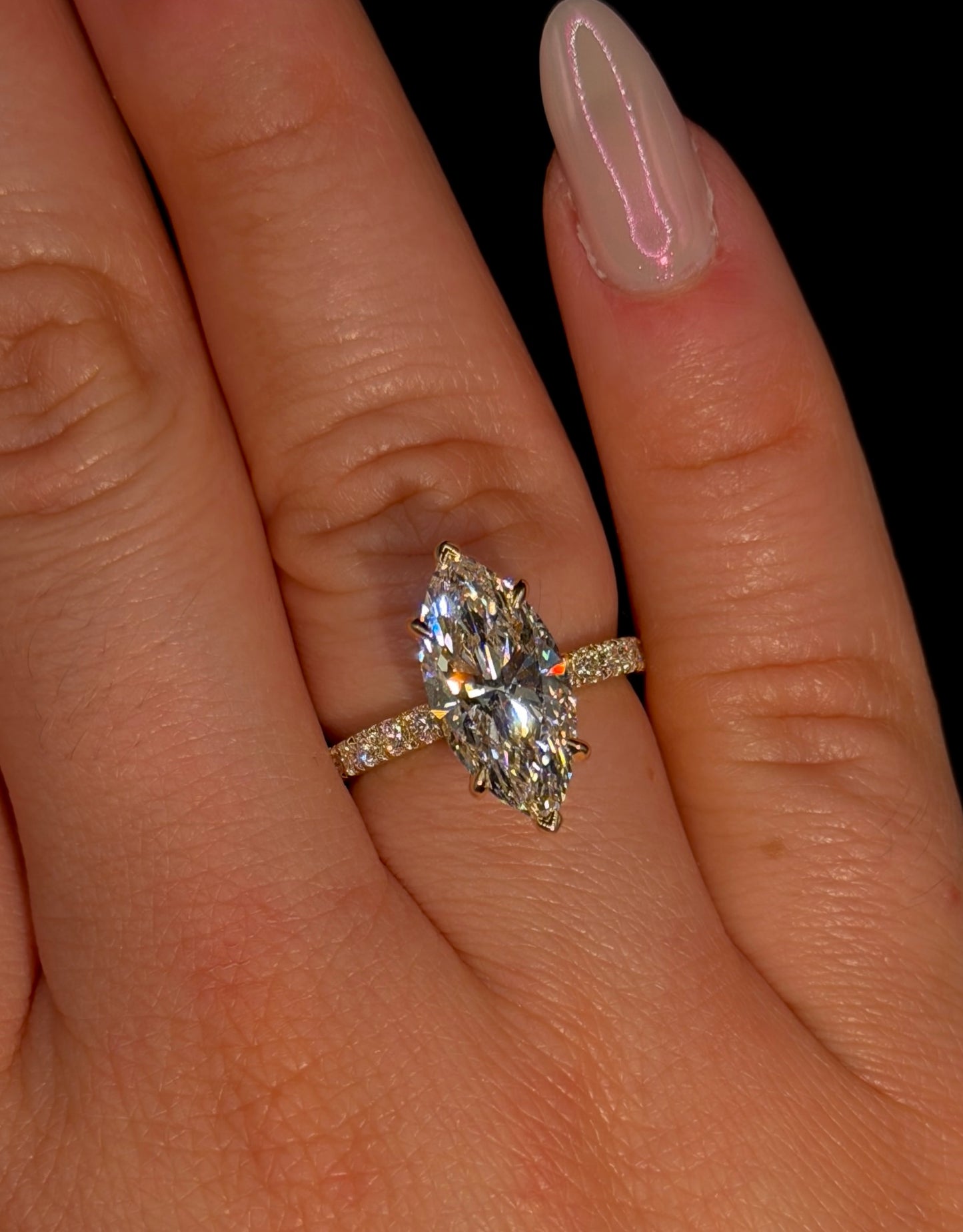 3.00ct Marquise E VVS2 Diamond Shank Engagement Ring – IGI Certified