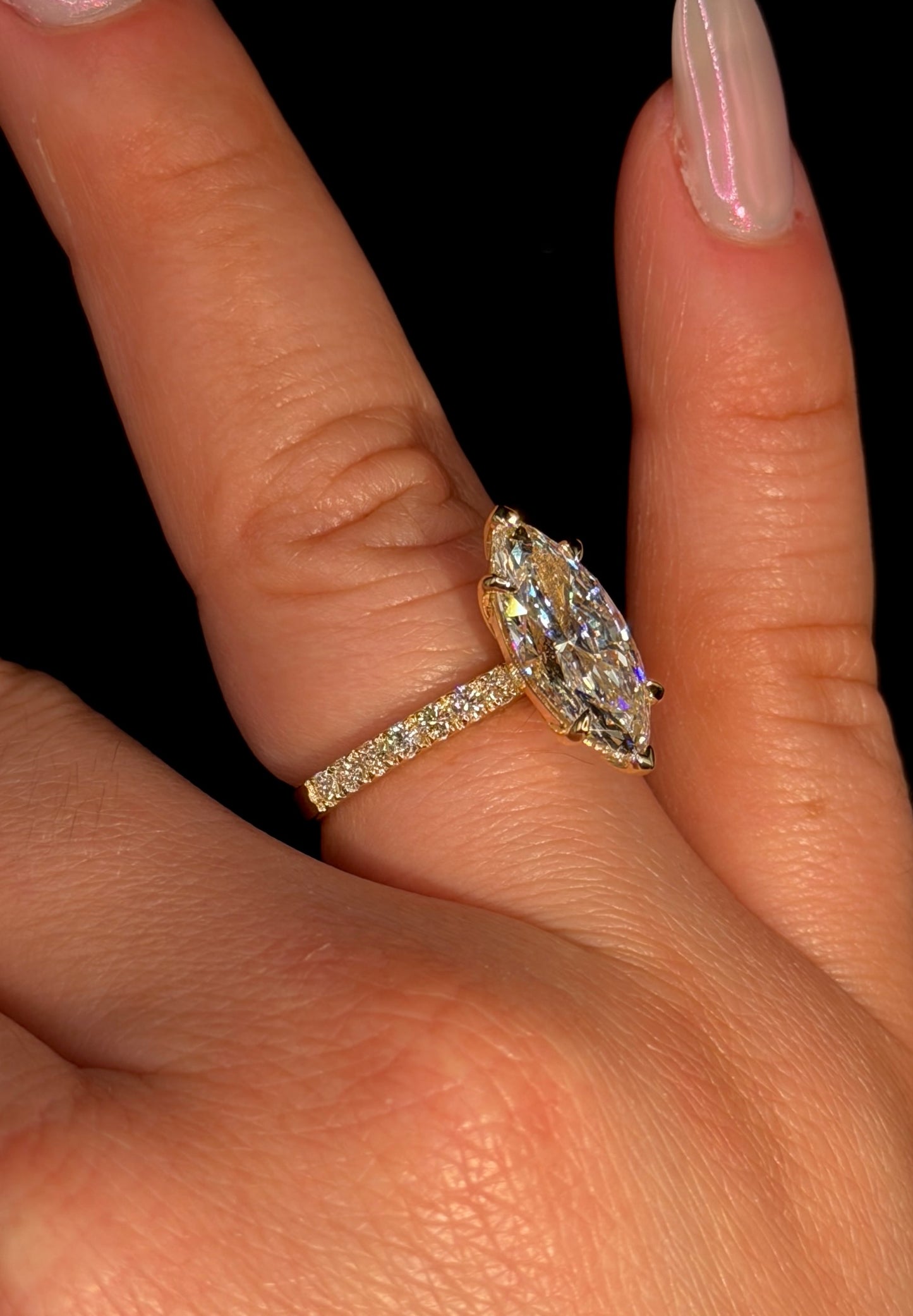 3.00ct Marquise E VVS2 Diamond Shank Engagement Ring – IGI Certified