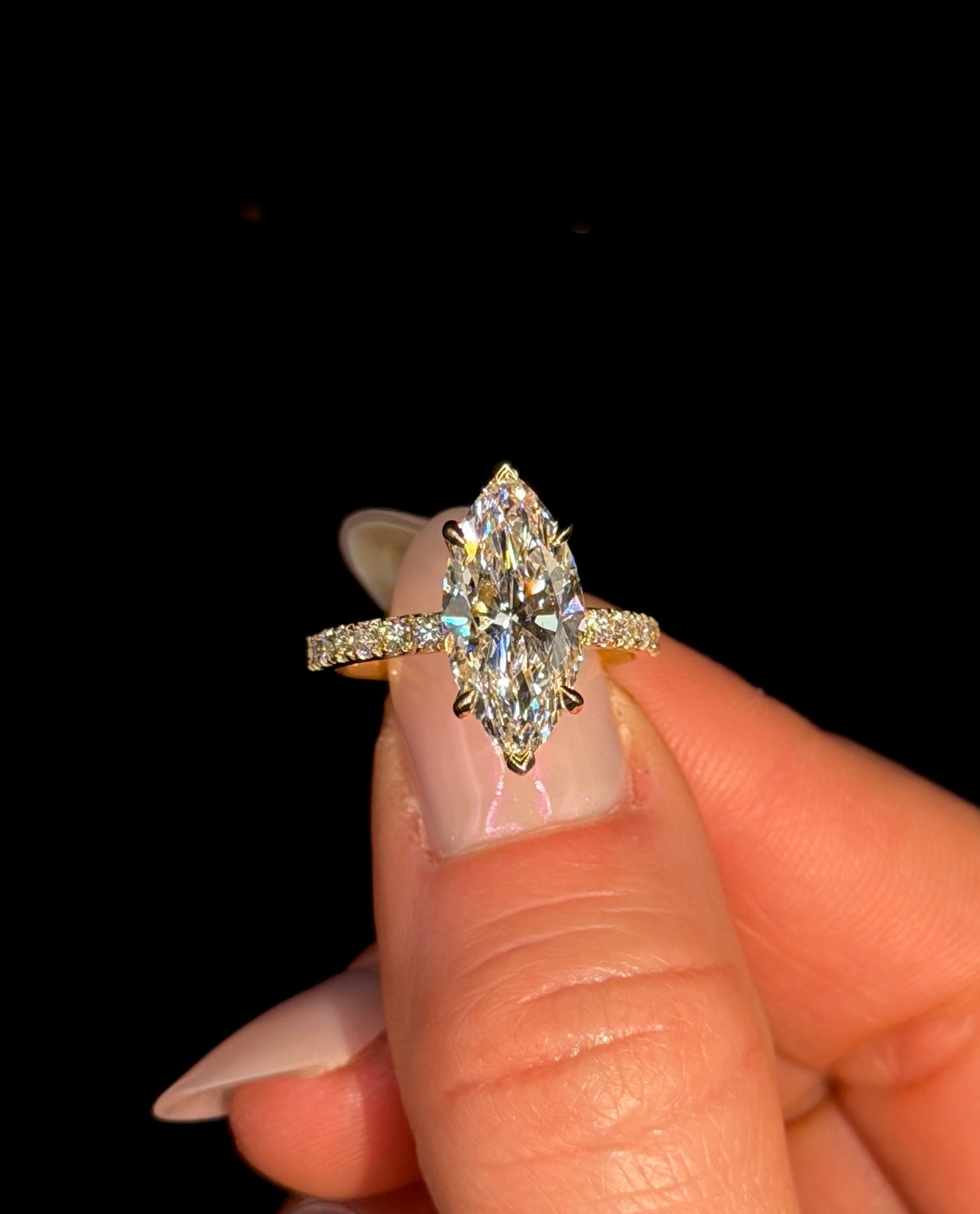 3.00ct Marquise E VVS2 Diamond Shank Engagement Ring – IGI Certified