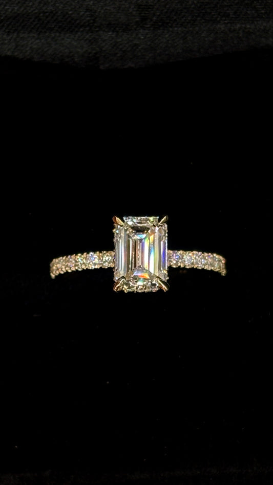 1.50ct Emerald Cut (E VS1) Diamond Engagement Ring – IGI Certified  Halo & Diamond Shank