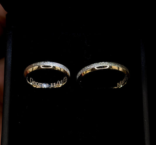Hammered Wedding Band Set – 14K White Gold Miami