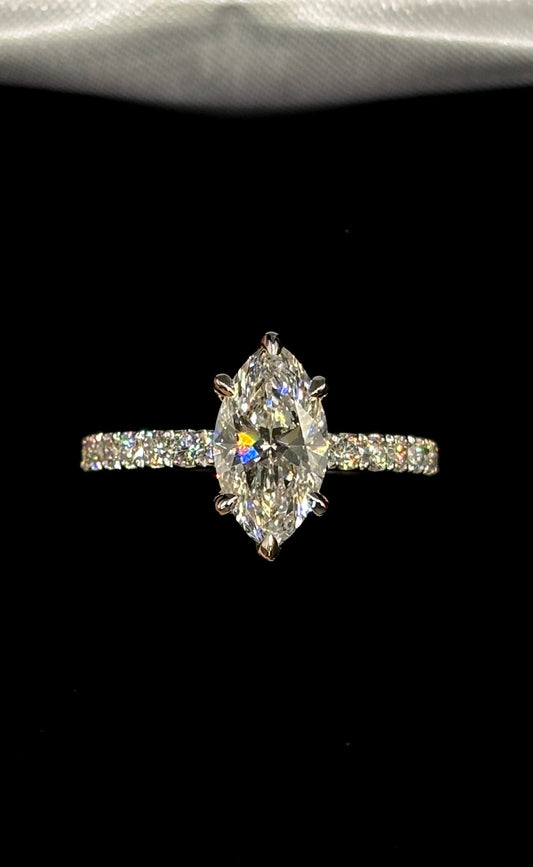 1.50ct Marquise Cut (E VS1) Diamond Engagement Ring – IGI Certified · Shank Elegance
