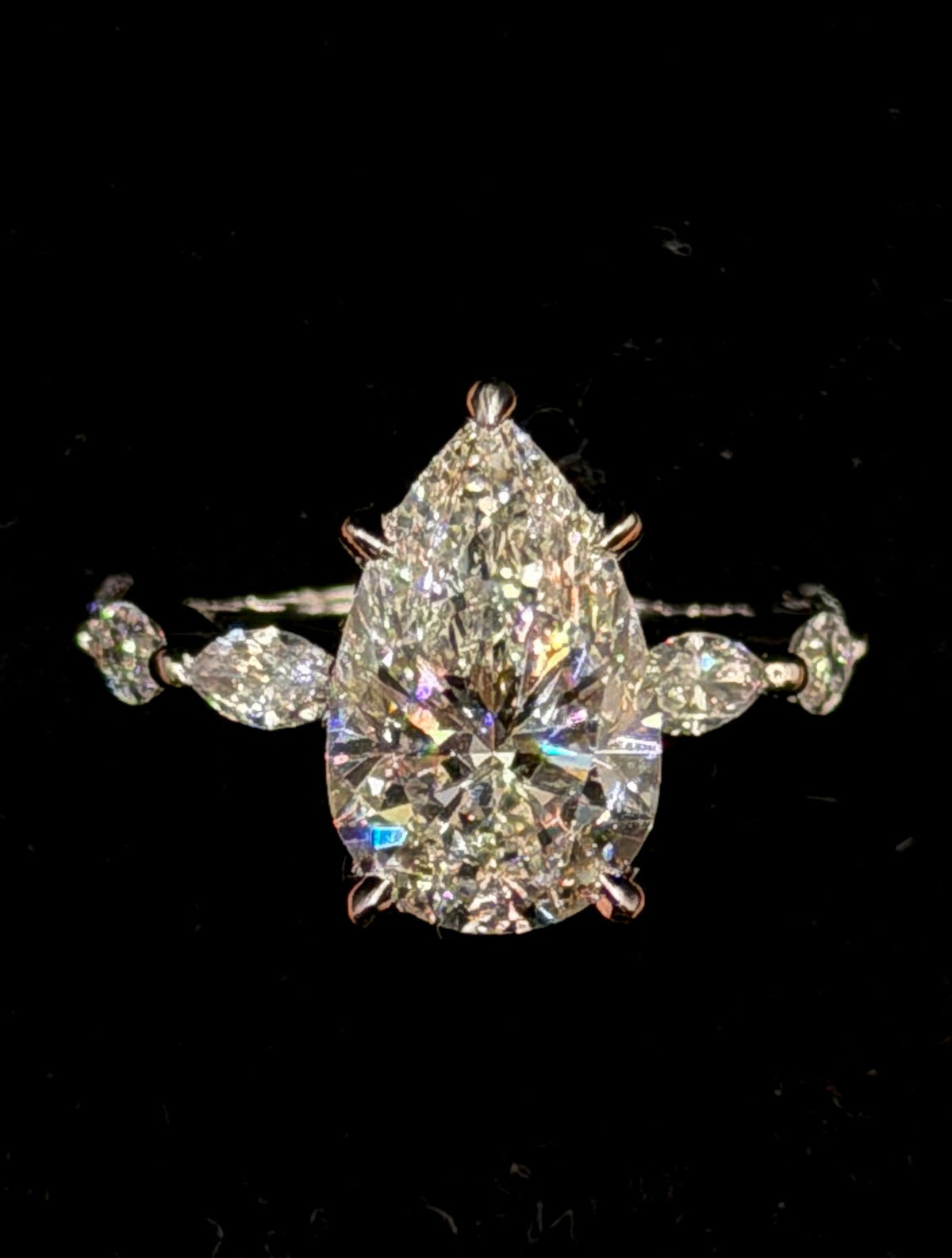 3.00ct Pear D VS1 Marquise Shank Halo Engagement Ring – IGI Certified