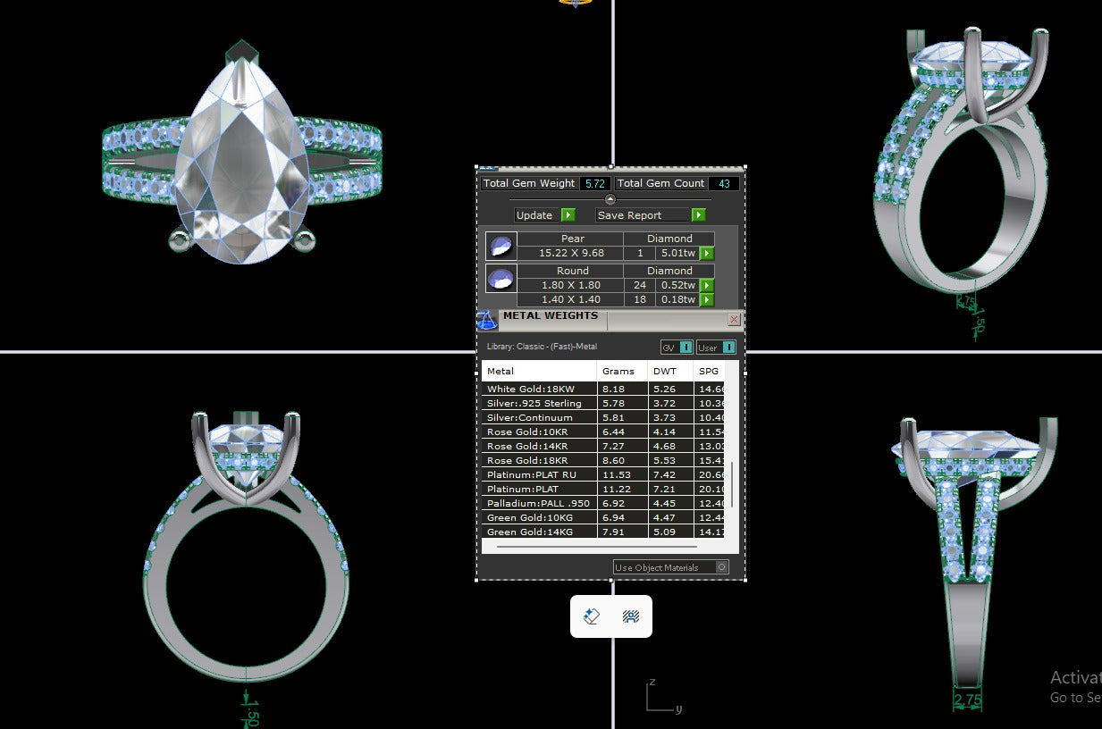 5.01ct Pear Cut (F VS1) Diamond Engagement Ring – IGI Certified · Split Shank Grand Brilliance