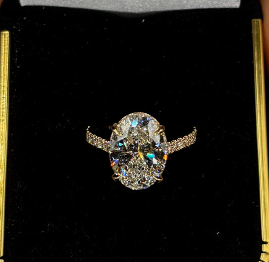 3.00ct Oval Cut (E VVS1) Diamond Engagement Ring – IGI Certified · Cathedral Hidden Halo Elegance