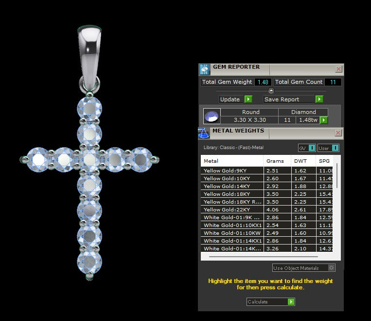 1.48 Carat Diamond Cross Pendant for Women – Divine Brilliance