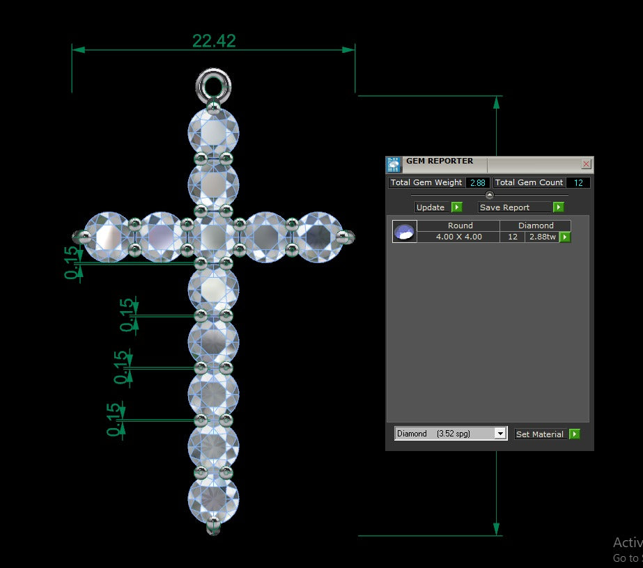 2.88 Carat Men Diamond Cross Pendant with Solid Gold Chain – Dominus